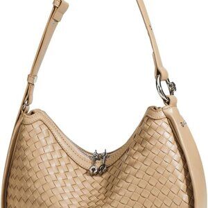 Versatile Crescent Shoulder Bag - Woven Leather Crossbody for Everyday Glam